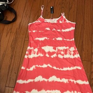 Coral and White Tie-Dye Maxi Dress